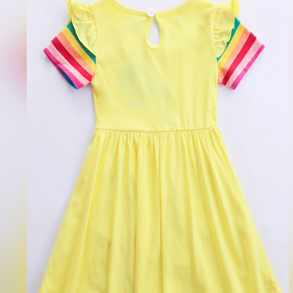 Yellow cute cartoon unicorn toddler dress .size 2- 3 years - Picture 2 of 4